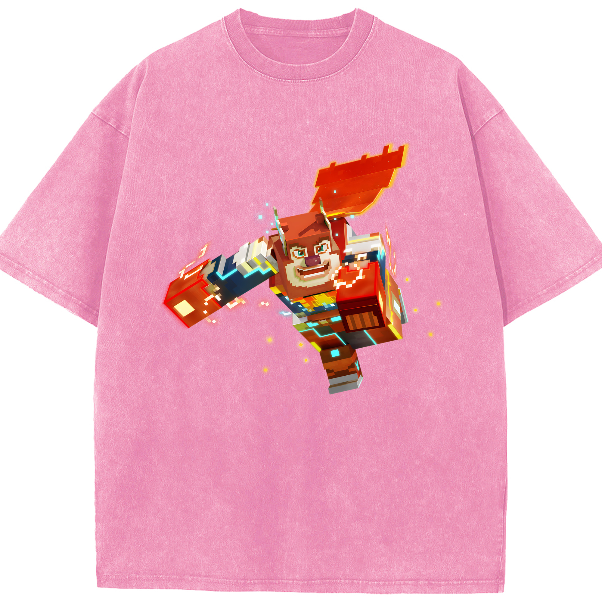 （画像用） マインクラフト ブロックの世界 Minecraft MC Block world 綿100% ヴィンテージ風 半袖Tシャツ（フロントプリント）